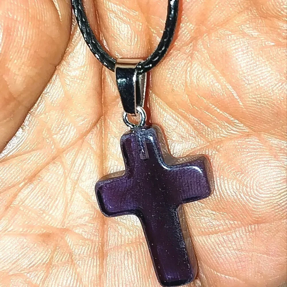 Purple Cross Pendant Necklace